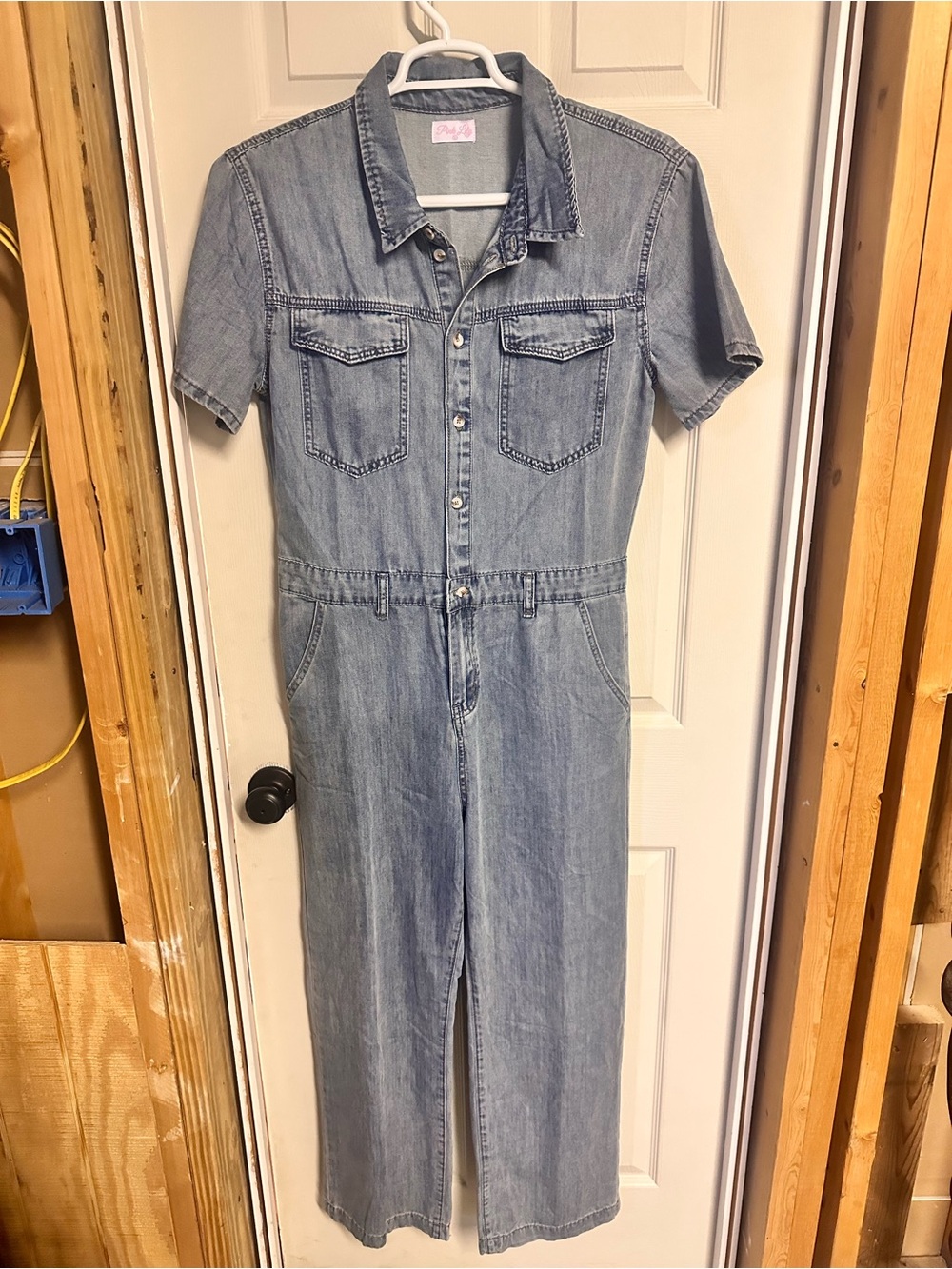 Pink Lilly Light Wash Denim Jumpsuit Romper